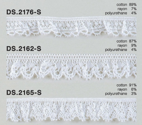 フリルホワイト　1点 フリルレース ゴム入りトーションレース 1m単位 オフホワイト 大