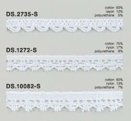 ゴム入りストレッチレース 綿トーションレース 1m単位 オフホワイト 大