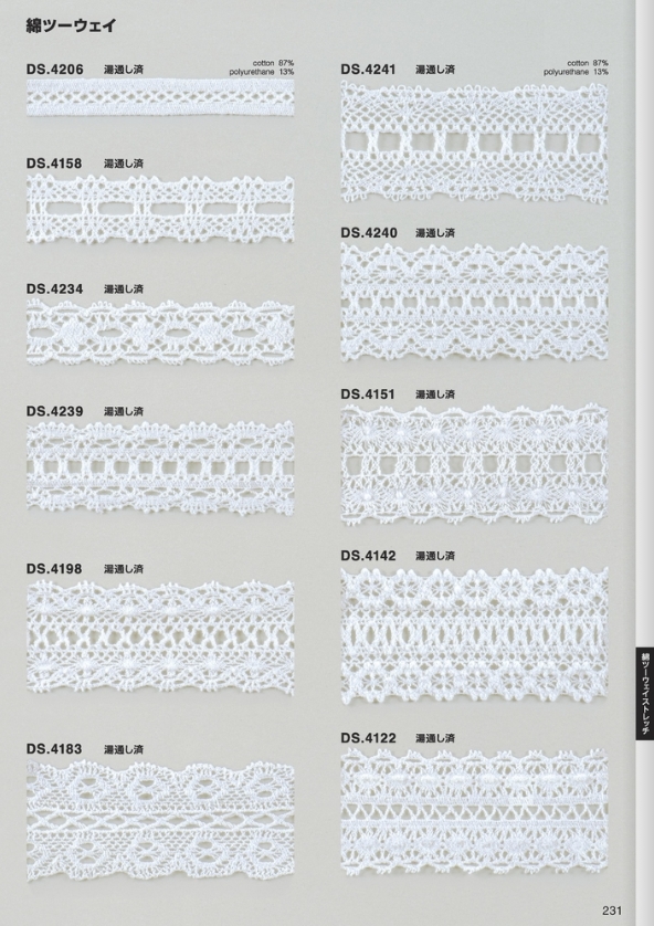 ゴム入りストレッチレース 綿ツーウェイトーションレース ハシゴ
