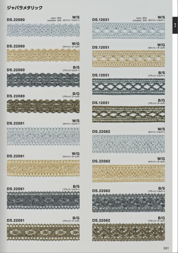 ラメトーションレース ブレード ジャバラ（マット調） 1m単位 手芸 DS